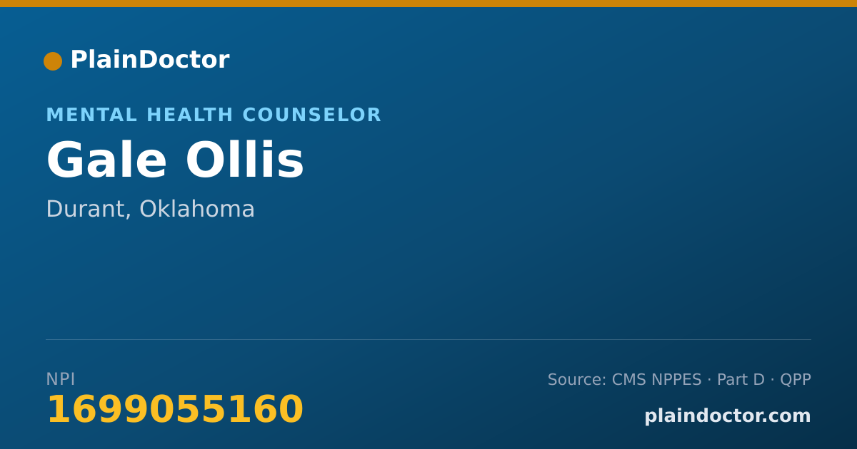 Shareable card for Gale Ollis - Mental Health Counselor, Durant, OK