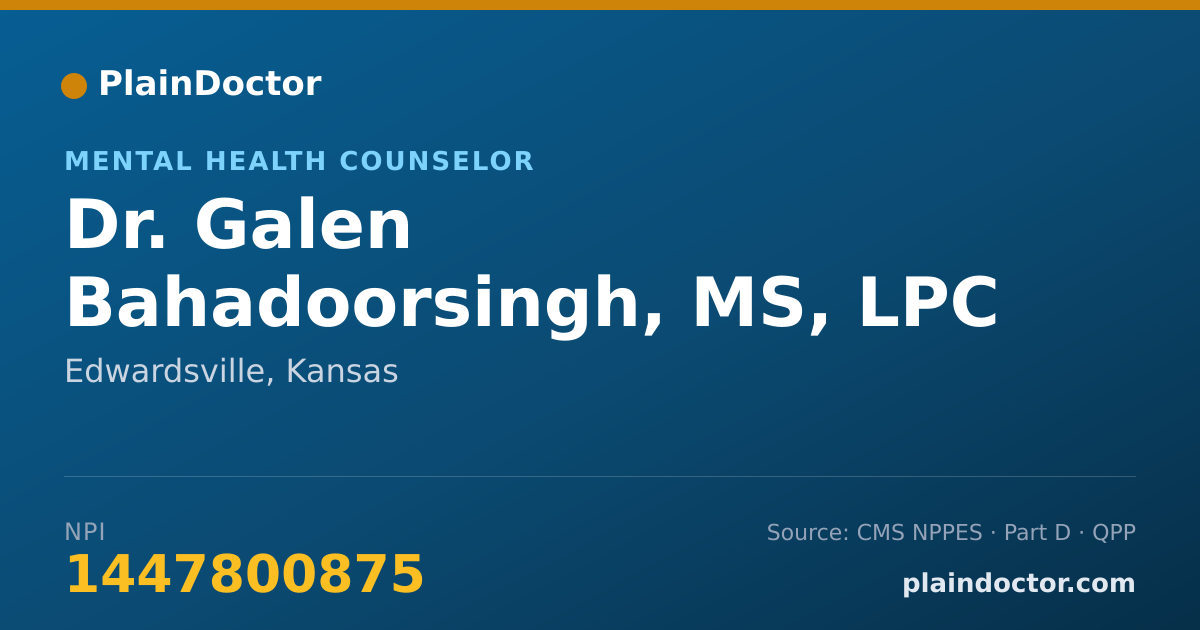 Shareable card for Galen Bahadoorsingh, MS, LPC - Mental Health Counselor, Edwardsville, KS