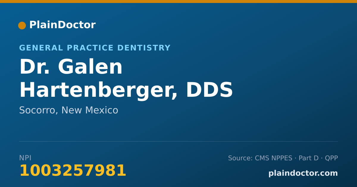 Shareable card for Galen Hartenberger, DDS - General Practice Dentistry, Socorro, NM