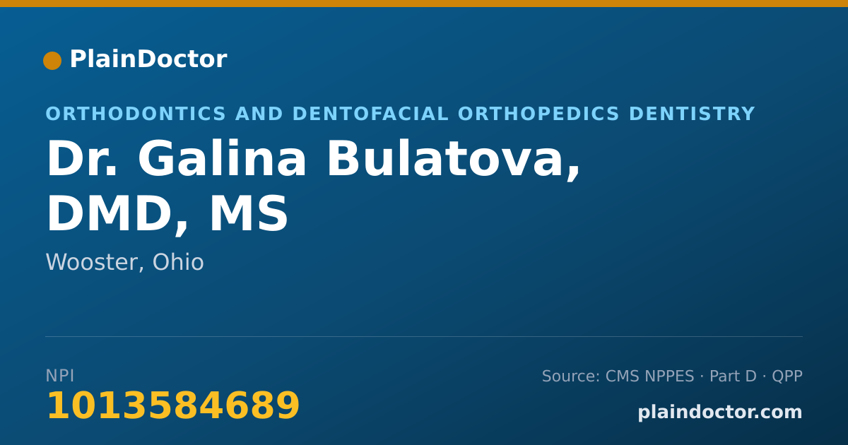 Shareable card for Galina Bulatova, DMD, MS - Orthodontics and Dentofacial Orthopedics Dentistry, Wooster, OH