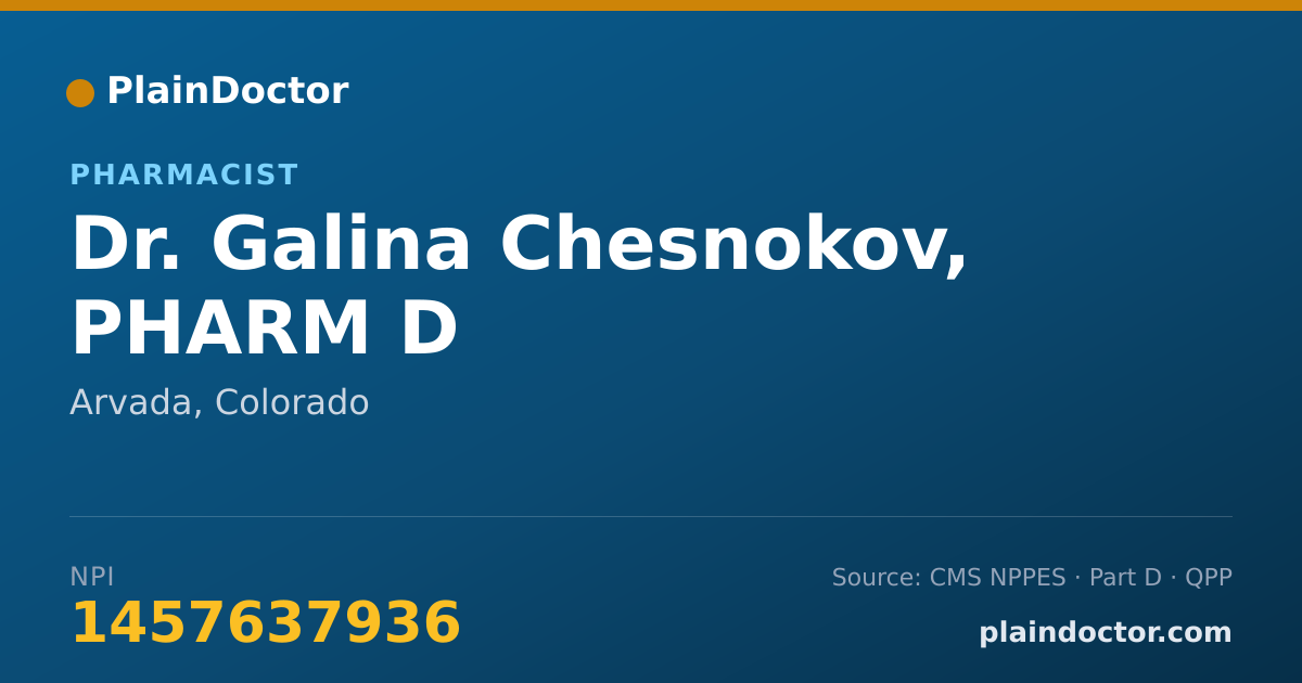Shareable card for Galina Chesnokov, PHARM D - Pharmacist, Arvada, CO