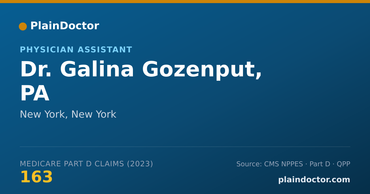 Shareable card for Galina Gozenput, PA - Physician Assistant, New York, NY