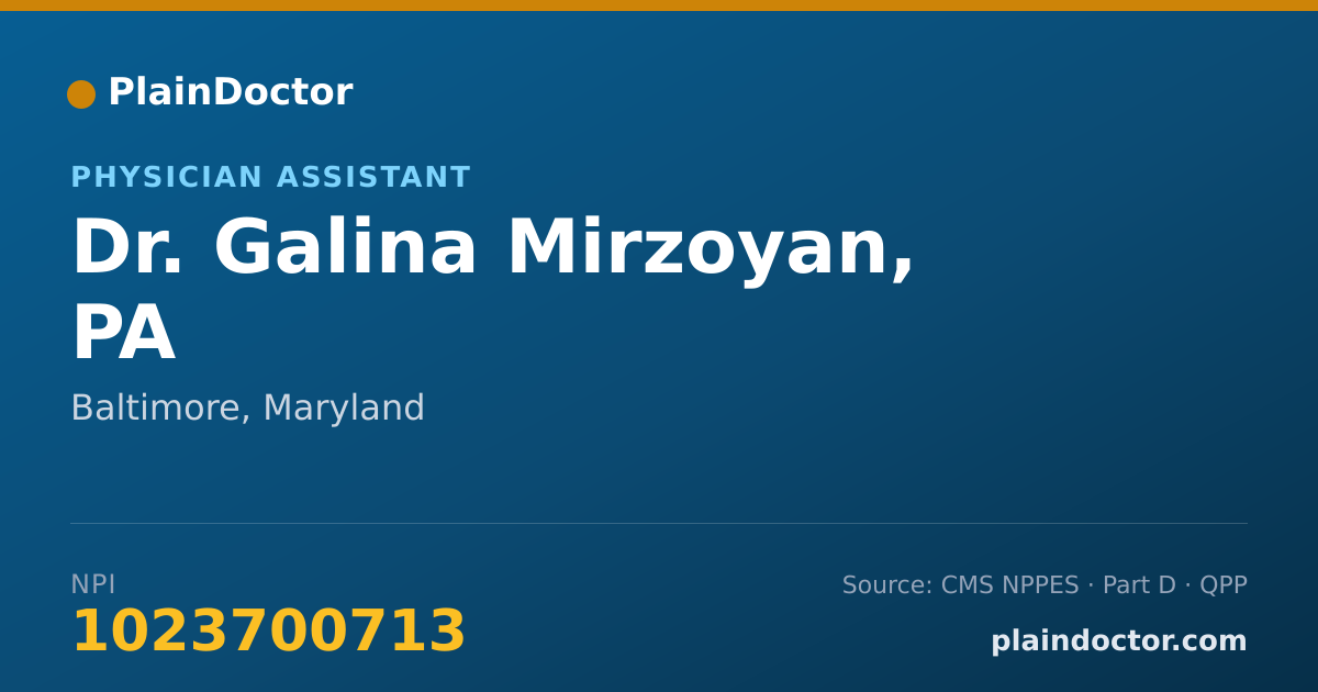 Shareable card for Galina Mirzoyan, PA - Physician Assistant, Baltimore, MD