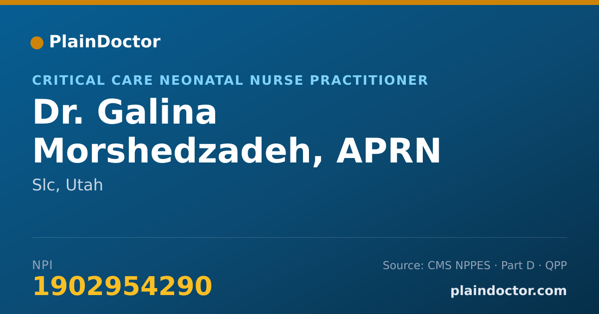 Shareable card for Galina Morshedzadeh, APRN - Critical Care Neonatal Nurse Practitioner, Slc, UT
