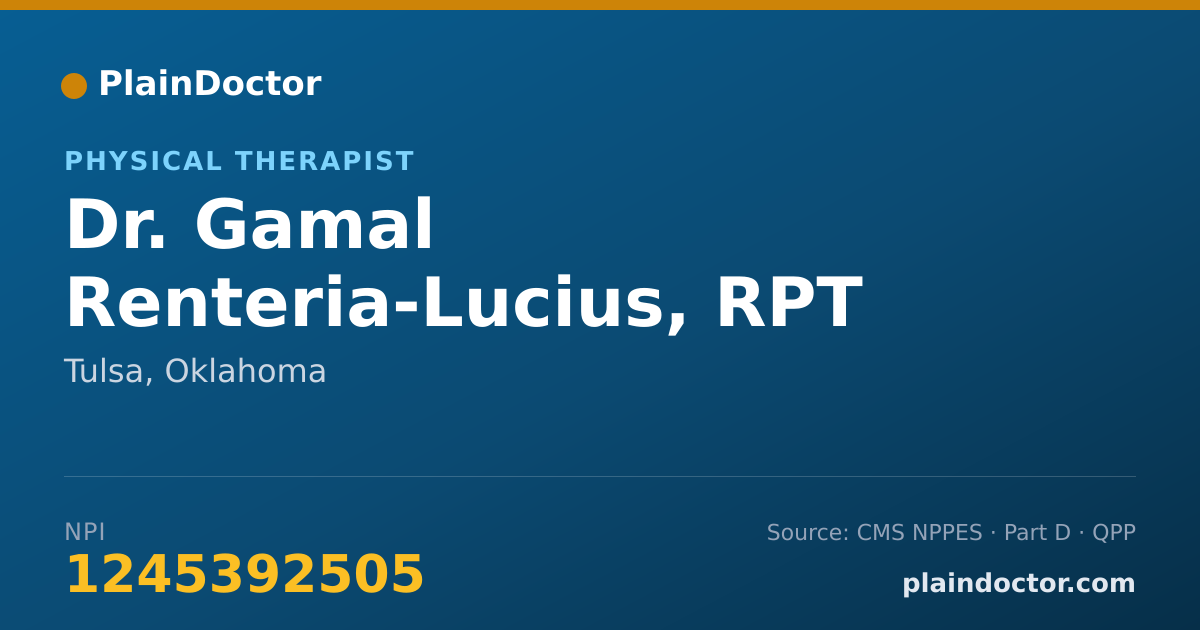 Shareable card for Gamal Renteria-Lucius, RPT - Physical Therapist, Tulsa, OK