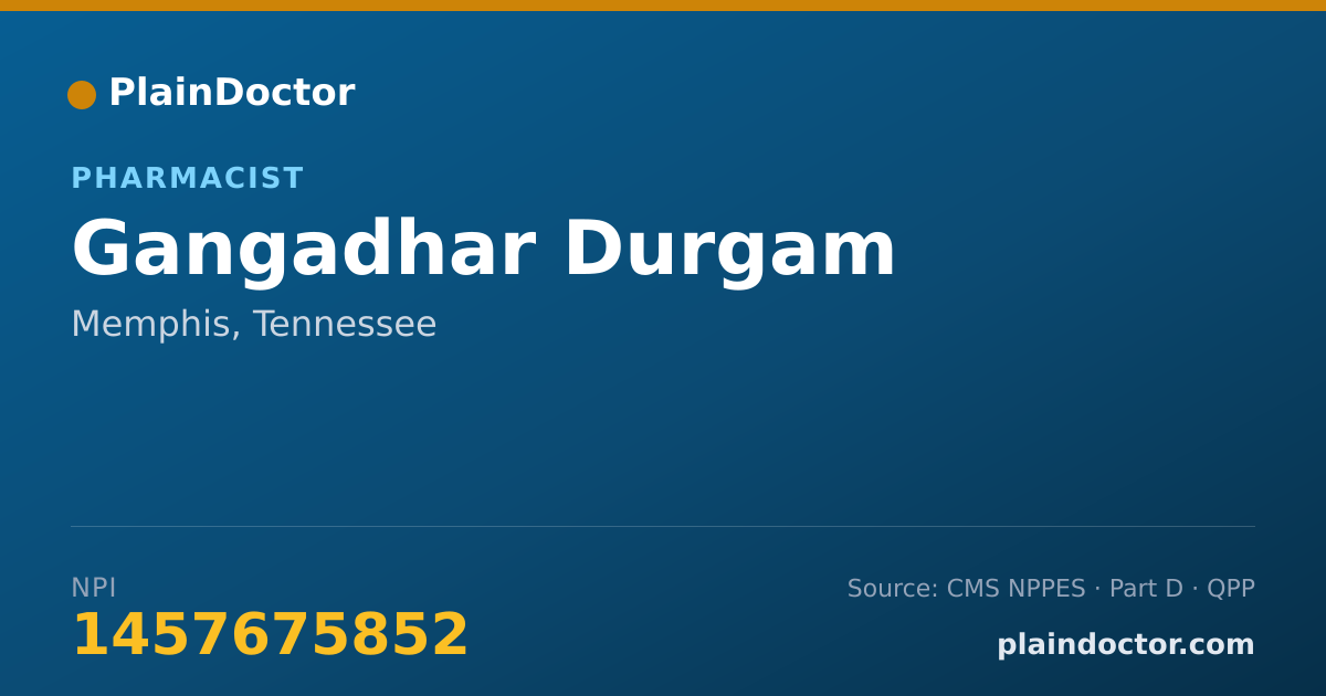 Shareable card for Gangadhar Durgam - Pharmacist, Memphis, TN