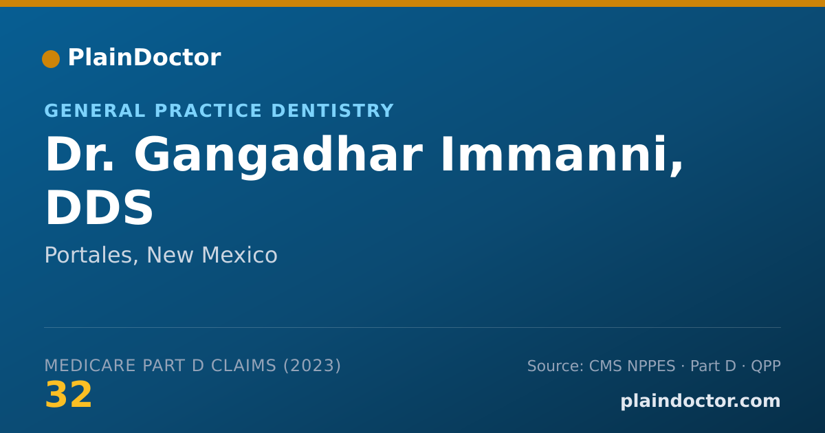 Shareable card for Gangadhar Immanni, DDS - General Practice Dentistry, Portales, NM
