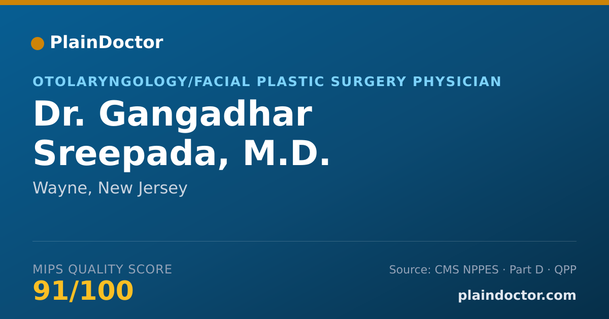 Shareable card for Gangadhar Sreepada, M.D. - Otolaryngology/Facial Plastic Surgery Physician, Wayne, NJ