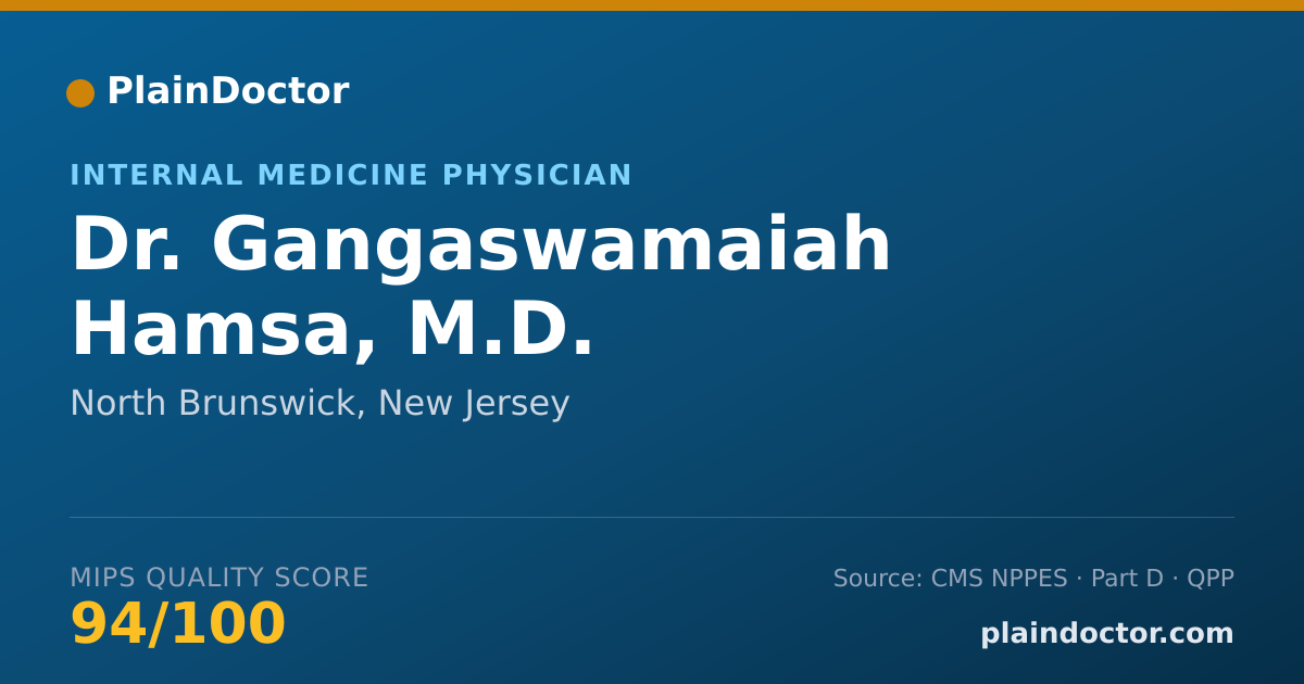 Shareable card for Gangaswamaiah Hamsa, M.D. - Internal Medicine Physician, North Brunswick, NJ
