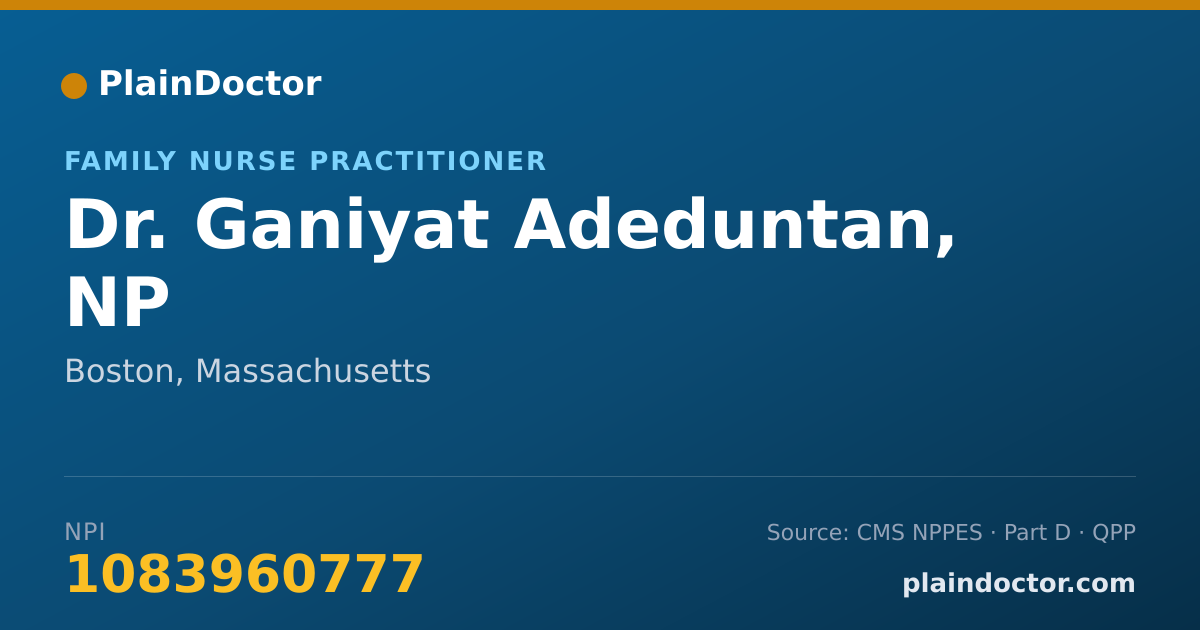 Shareable card for Ganiyat Adeduntan, NP - Family Nurse Practitioner, Boston, MA