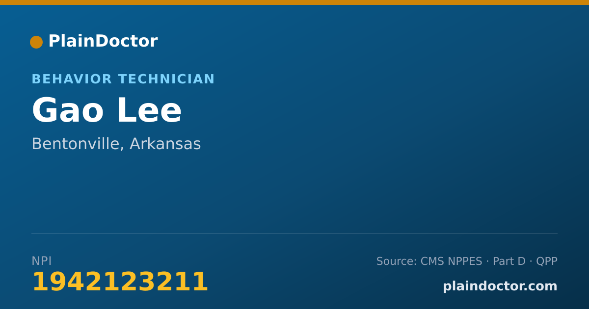Shareable card for Gao Lee - Behavior Technician, Bentonville, AR
