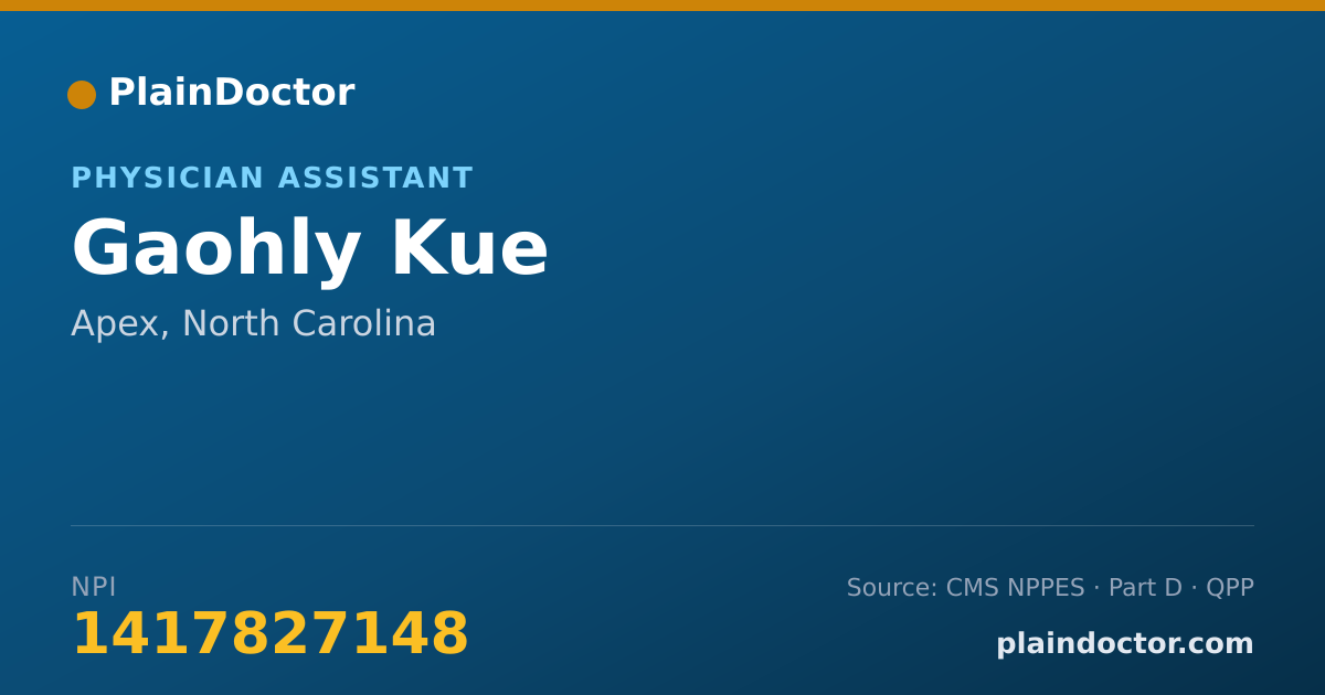 Shareable card for Gaohly Kue - Physician Assistant, Apex, NC