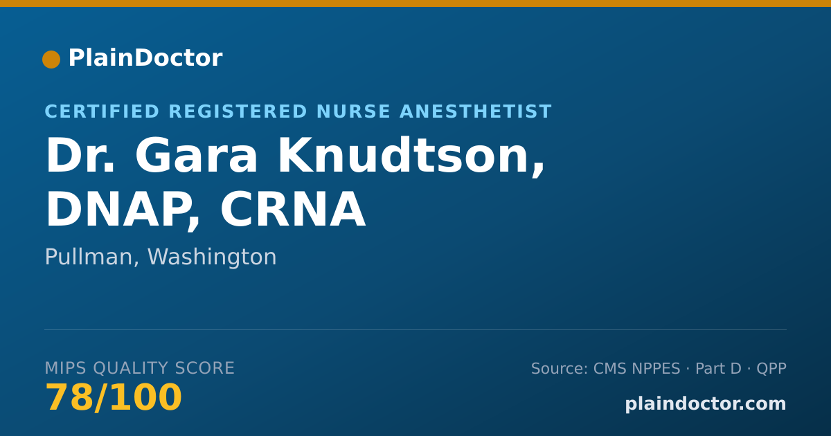 Shareable card for Gara Knudtson, DNAP, CRNA - Certified Registered Nurse Anesthetist, Pullman, WA