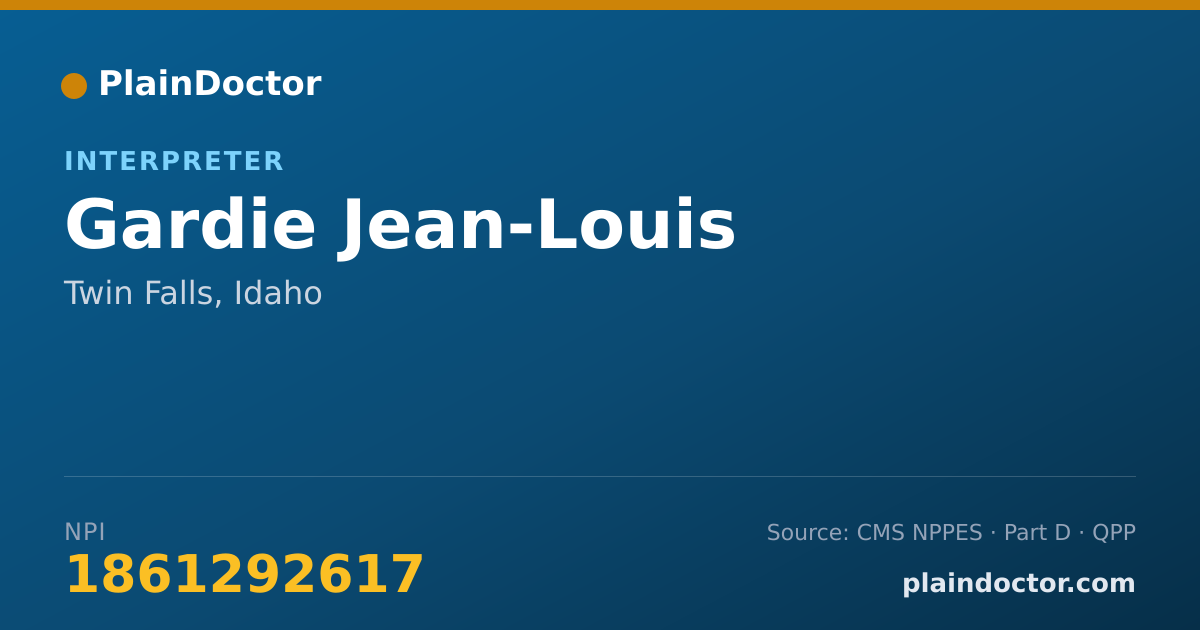 Shareable card for Gardie Jean-Louis - Interpreter, Twin Falls, ID
