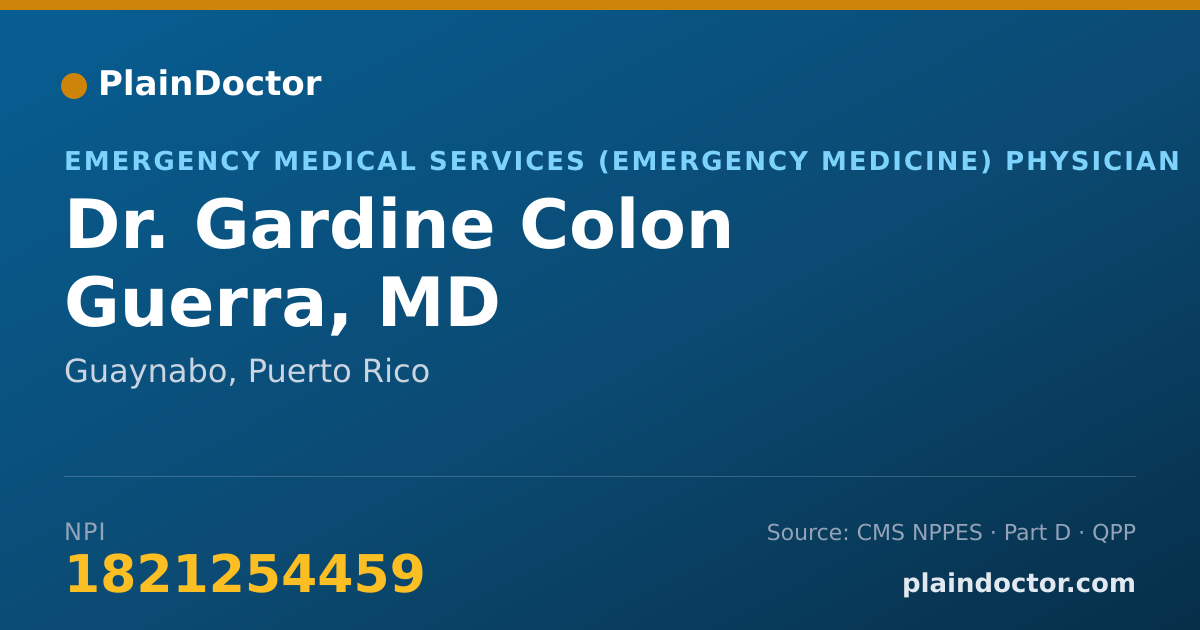 Shareable card for Gardine Colon Guerra, MD - Emergency Medical Services (Emergency Medicine) Physician, Guaynabo, PR