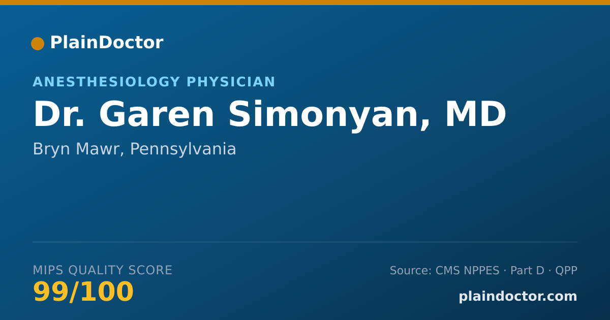 Shareable card for Garen Simonyan, MD - Anesthesiology Physician, Bryn Mawr, PA