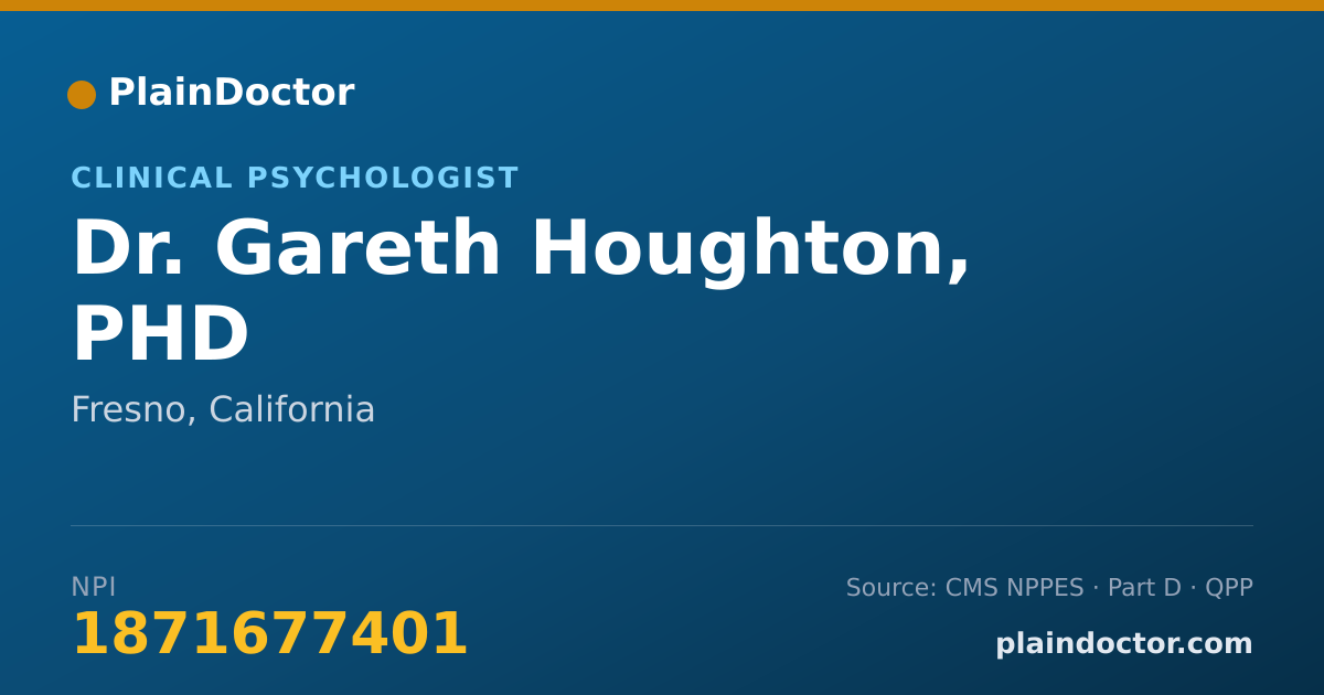 Shareable card for Gareth Houghton, PHD - Clinical Psychologist, Fresno, CA