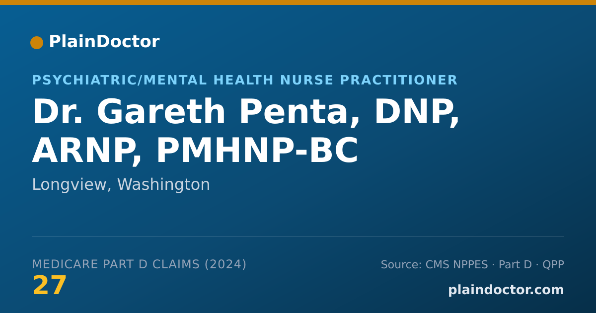Shareable card for Gareth Penta, DNP, ARNP, PMHNP-BC - Psychiatric/Mental Health Nurse Practitioner, Longview, WA