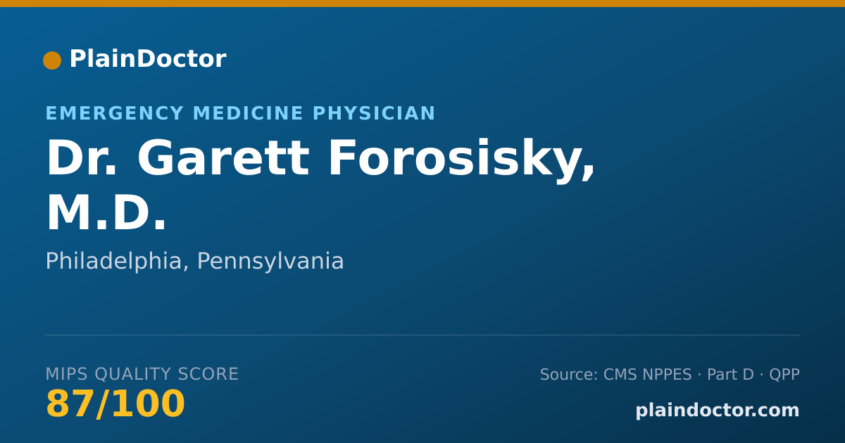 Shareable card for Garett Forosisky, M.D. - Emergency Medicine Physician, Philadelphia, PA