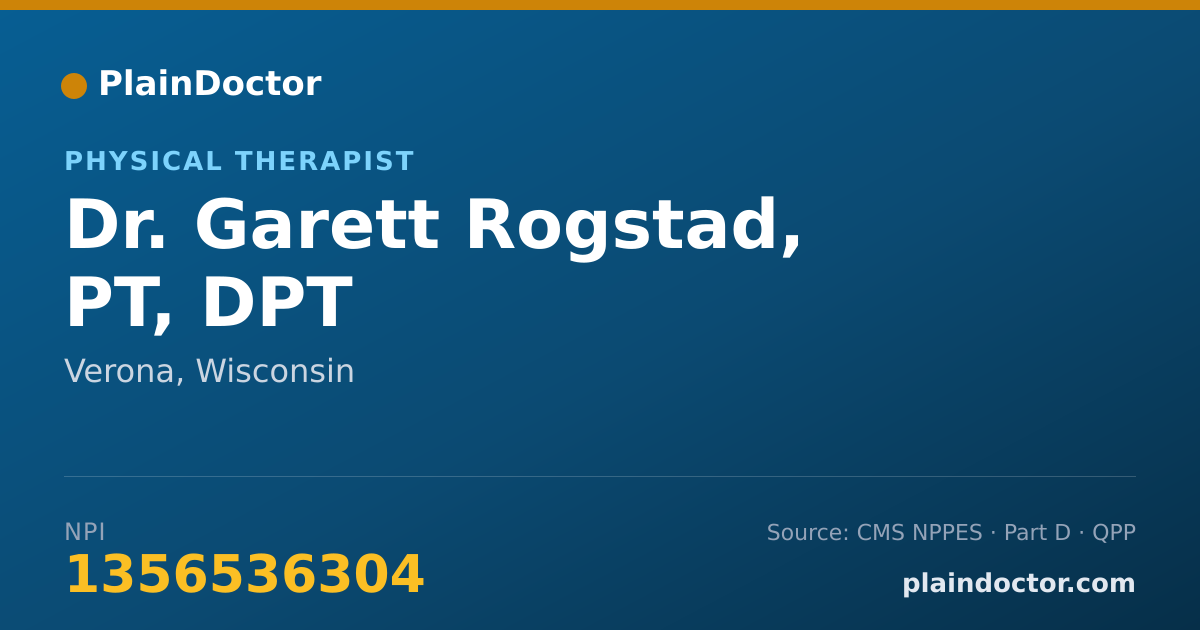Shareable card for Garett Rogstad, PT, DPT - Physical Therapist, Verona, WI