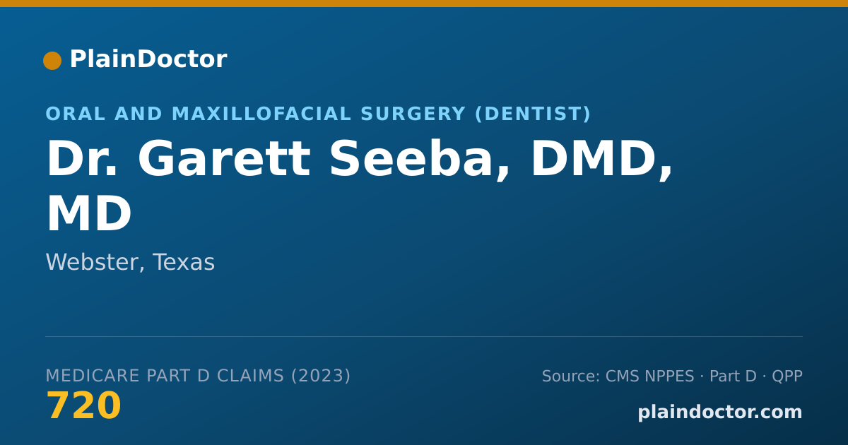 Shareable card for Garett Seeba, DMD, MD - Oral and Maxillofacial Surgery (Dentist), Webster, TX