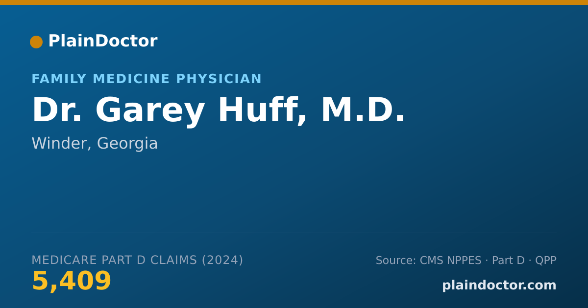 Shareable card for Garey Huff, M.D. - Family Medicine Physician, Winder, GA