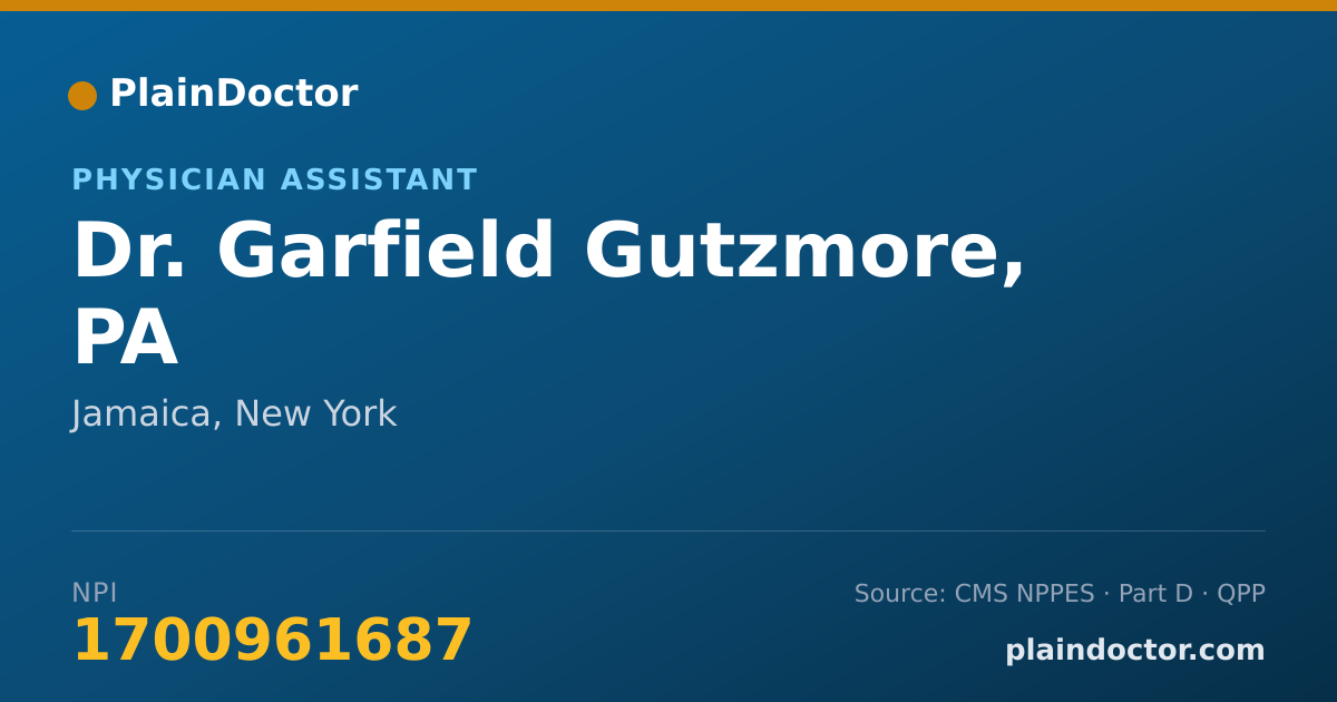 Shareable card for Garfield Gutzmore, PA - Physician Assistant, Jamaica, NY