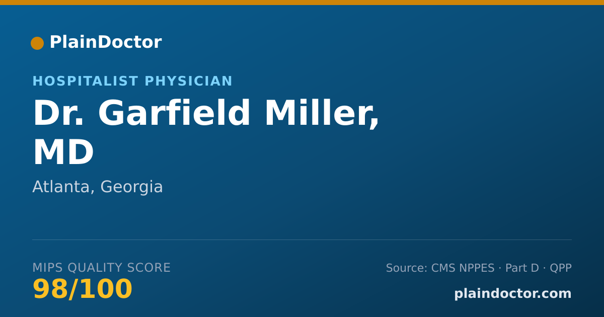 Shareable card for Garfield Miller, MD - Hospitalist Physician, Atlanta, GA