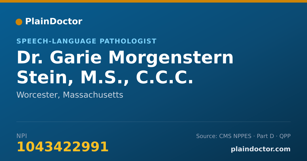 Shareable card for Garie Morgenstern Stein, M.S., C.C.C. - Speech-Language Pathologist, Worcester, MA