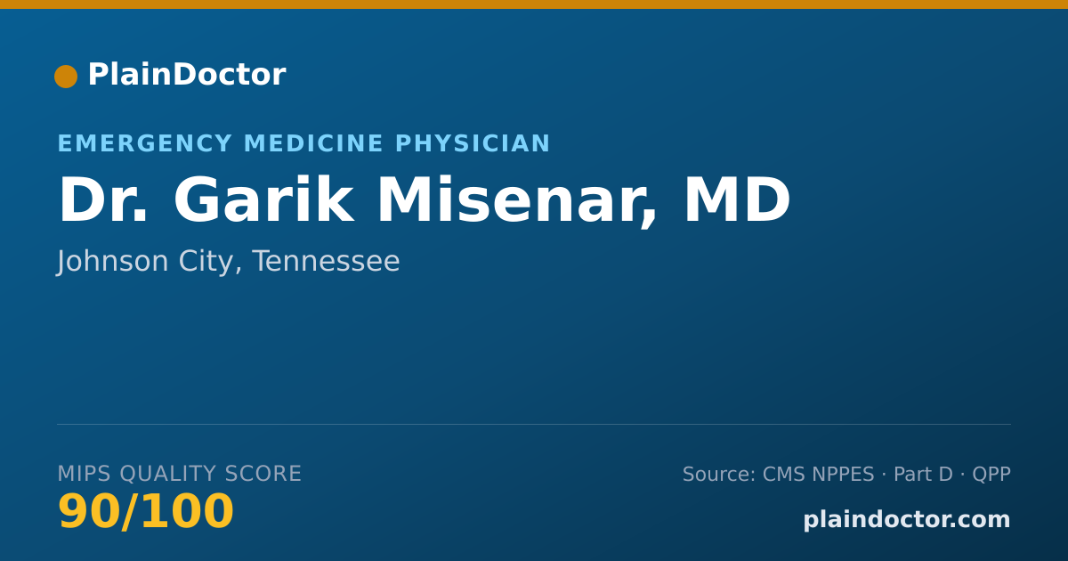 Shareable card for Garik Misenar, MD - Emergency Medicine Physician, Johnson City, TN