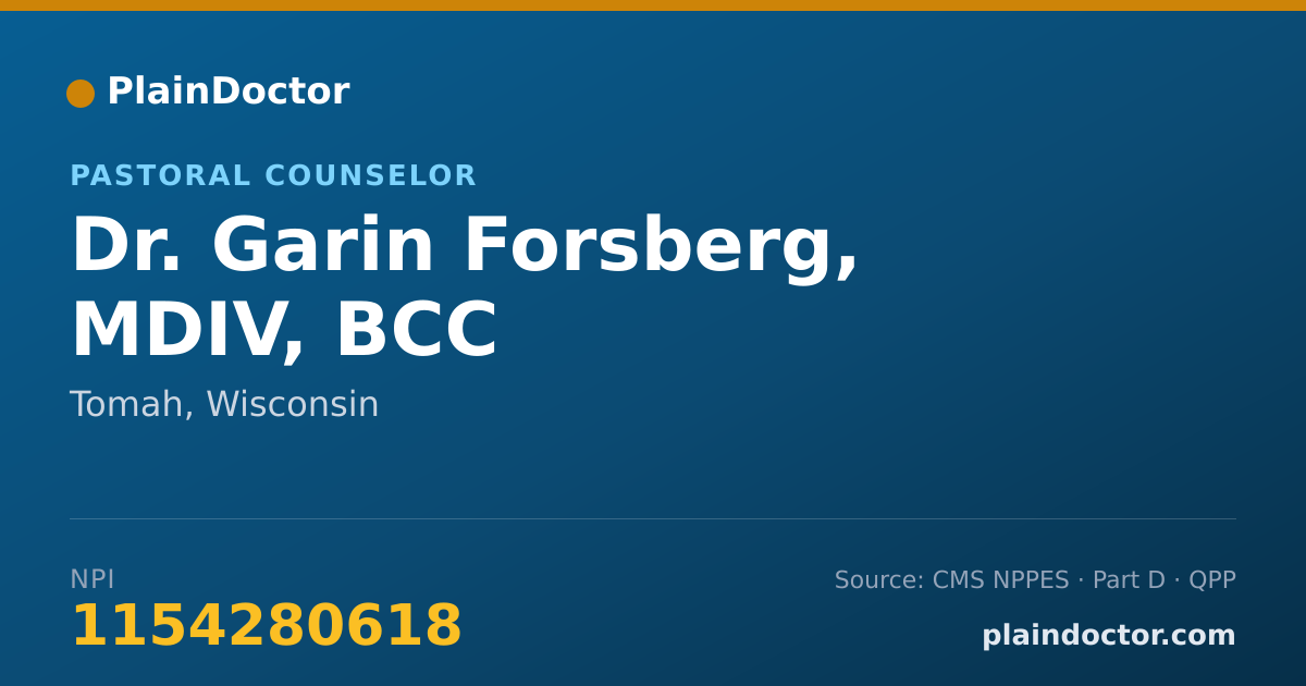 Shareable card for Garin Forsberg, MDIV, BCC - Pastoral Counselor, Tomah, WI