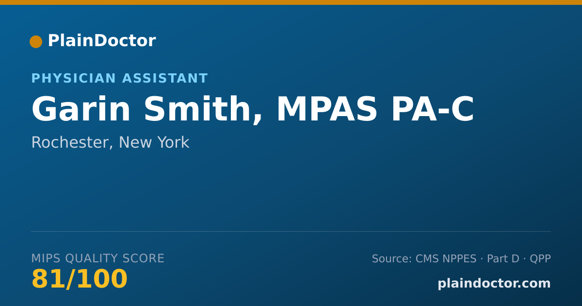 Shareable card for Garin Smith, MPAS PA-C - Orthopaedic Surgery of the Spine Physician, Rochester, NY