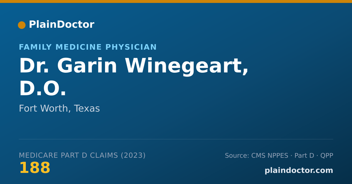 Shareable card for Garin Winegeart, D.O. - Family Medicine Physician, Fort Worth, TX