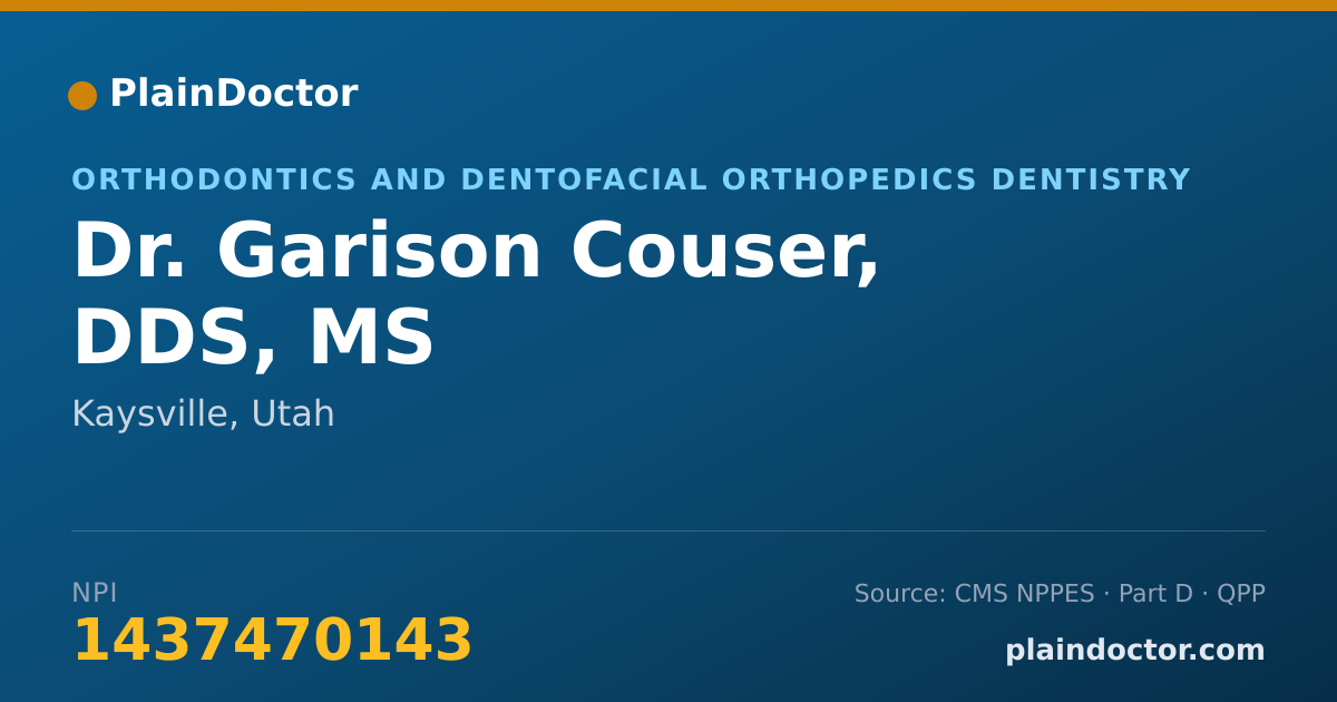 Shareable card for Garison Couser, DDS, MS - Orthodontics and Dentofacial Orthopedics Dentistry, Kaysville, UT