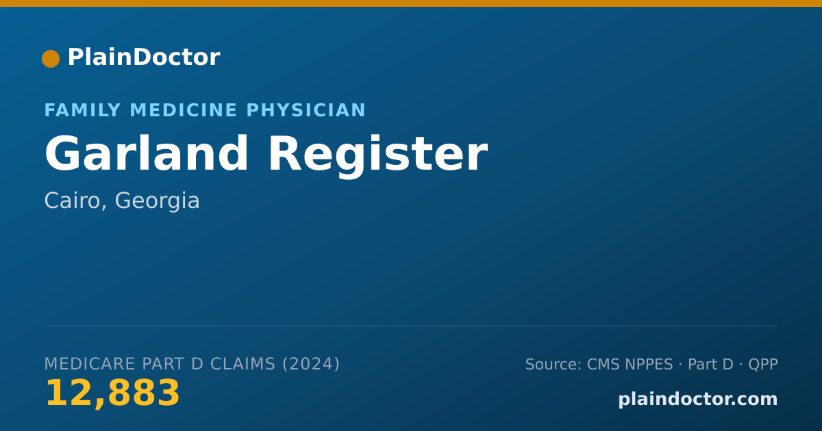 Shareable card for Garland Register - Family Medicine Physician, Cairo, GA
