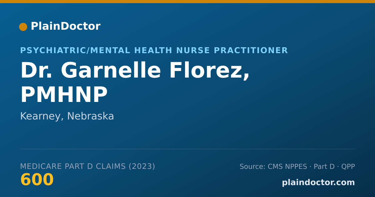 Shareable card for Garnelle Florez, PMHNP - Psychiatric/Mental Health Nurse Practitioner, Kearney, NE