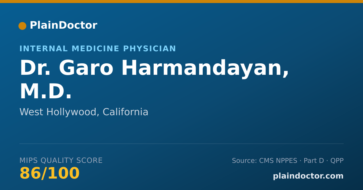 Shareable card for Garo Harmandayan, M.D. - Internal Medicine Physician, West Hollywood, CA