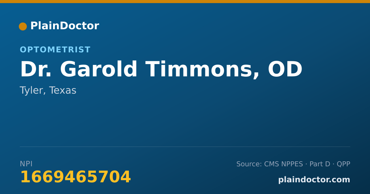 Shareable card for Garold Timmons, OD - Optometrist, Tyler, TX