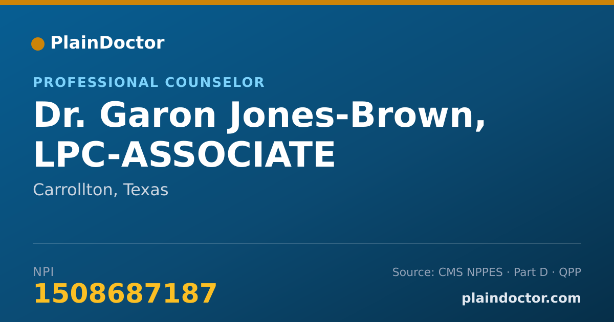 Shareable card for Garon Jones-Brown, LPC-ASSOCIATE - Professional Counselor, Carrollton, TX