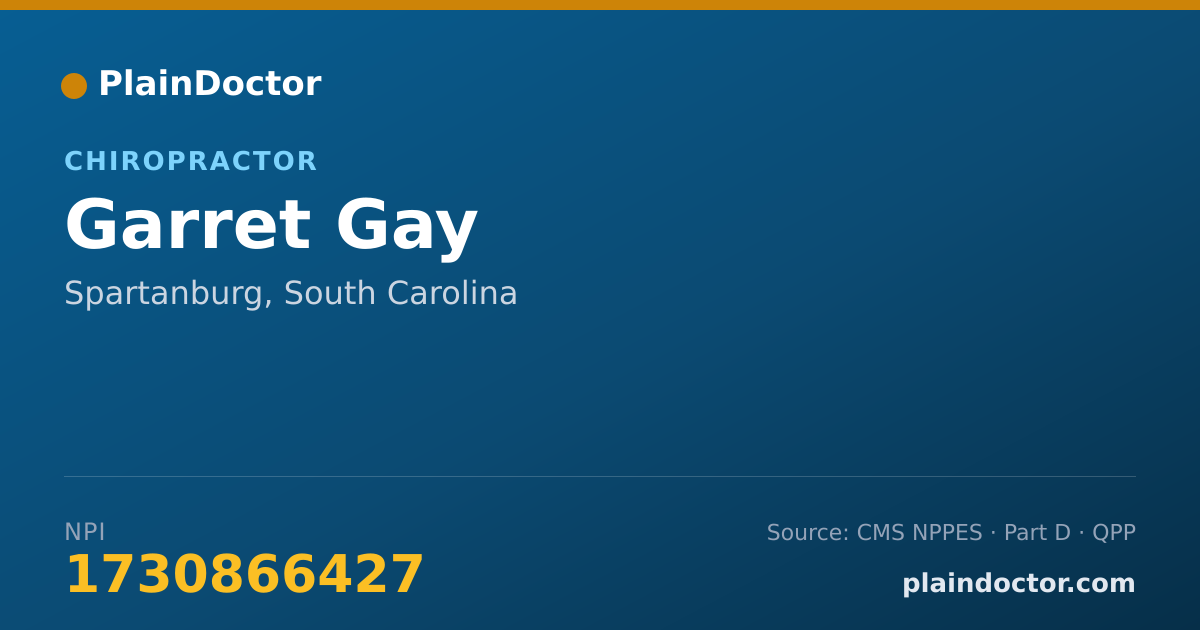 Shareable card for Garret Gay - Chiropractor, Spartanburg, SC