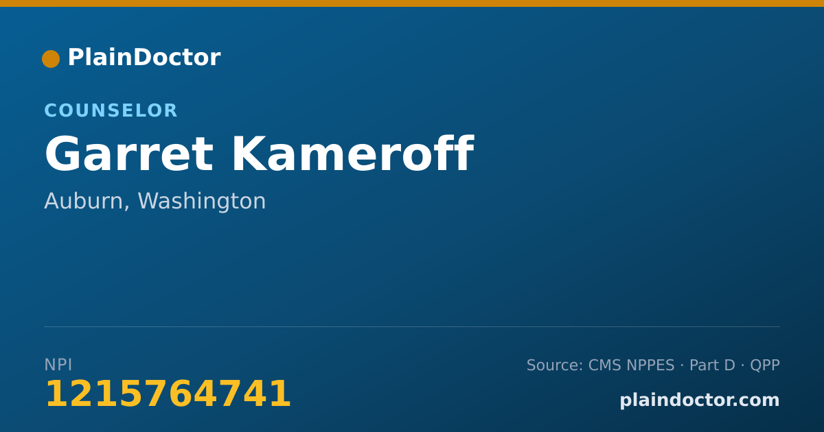 Shareable card for Garret Kameroff - Counselor, Auburn, WA