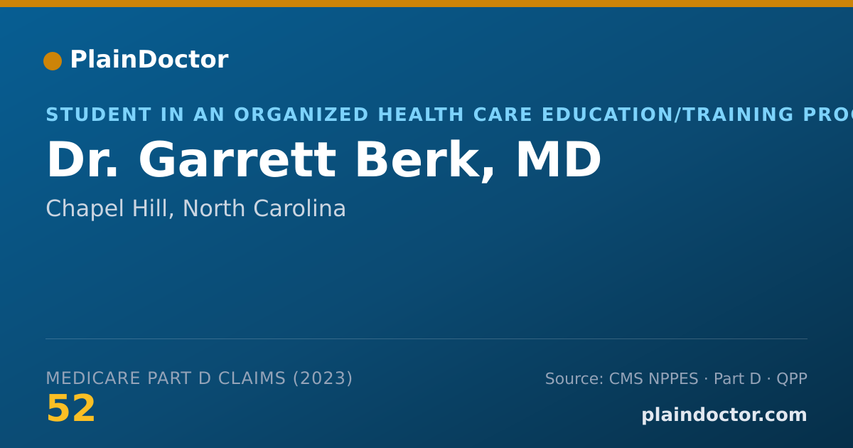 Shareable card for Garrett Berk, MD - Student in an Organized Health Care Education/Training Program, Chapel Hill, NC