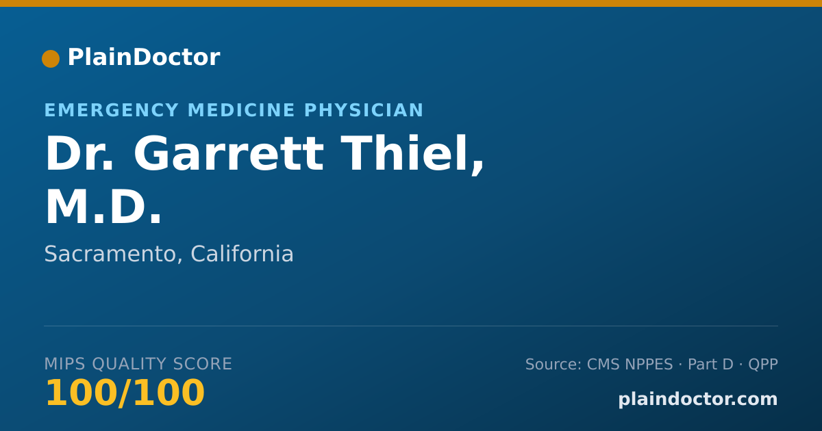 Shareable card for Garrett Thiel, M.D. - Emergency Medicine Physician, Sacramento, CA