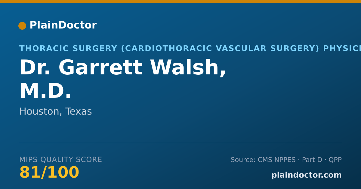 Shareable card for Garrett Walsh, M.D. - Thoracic Surgery (Cardiothoracic Vascular Surgery) Physician, Houston, TX