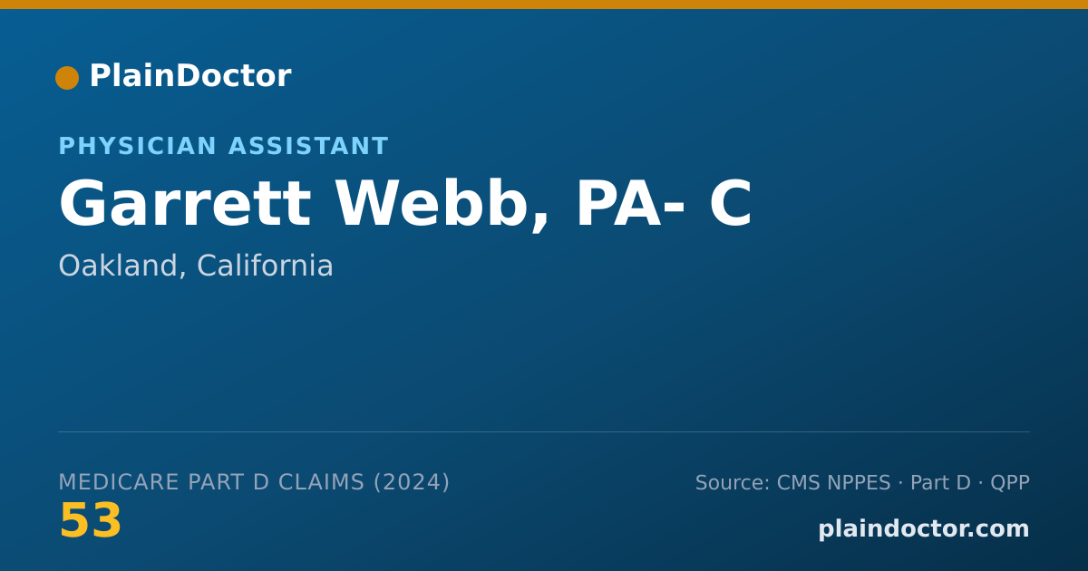 Shareable card for Garrett Webb, PA- C - Physician Assistant, Oakland, CA