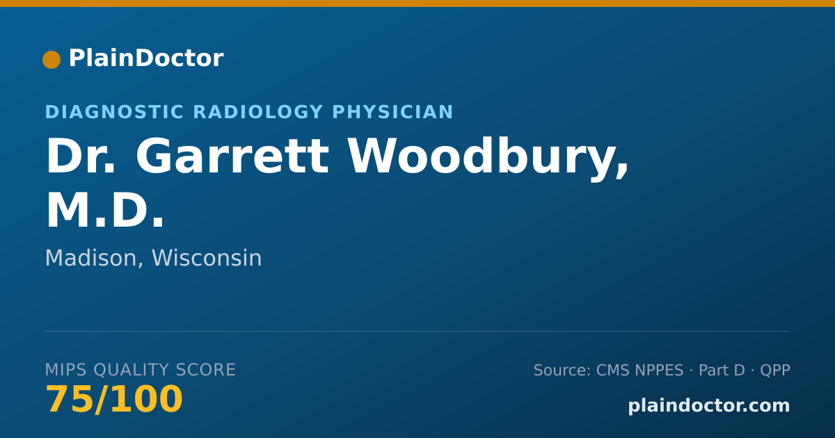Shareable card for Garrett Woodbury, M.D. - Diagnostic Radiology Physician, Madison, WI