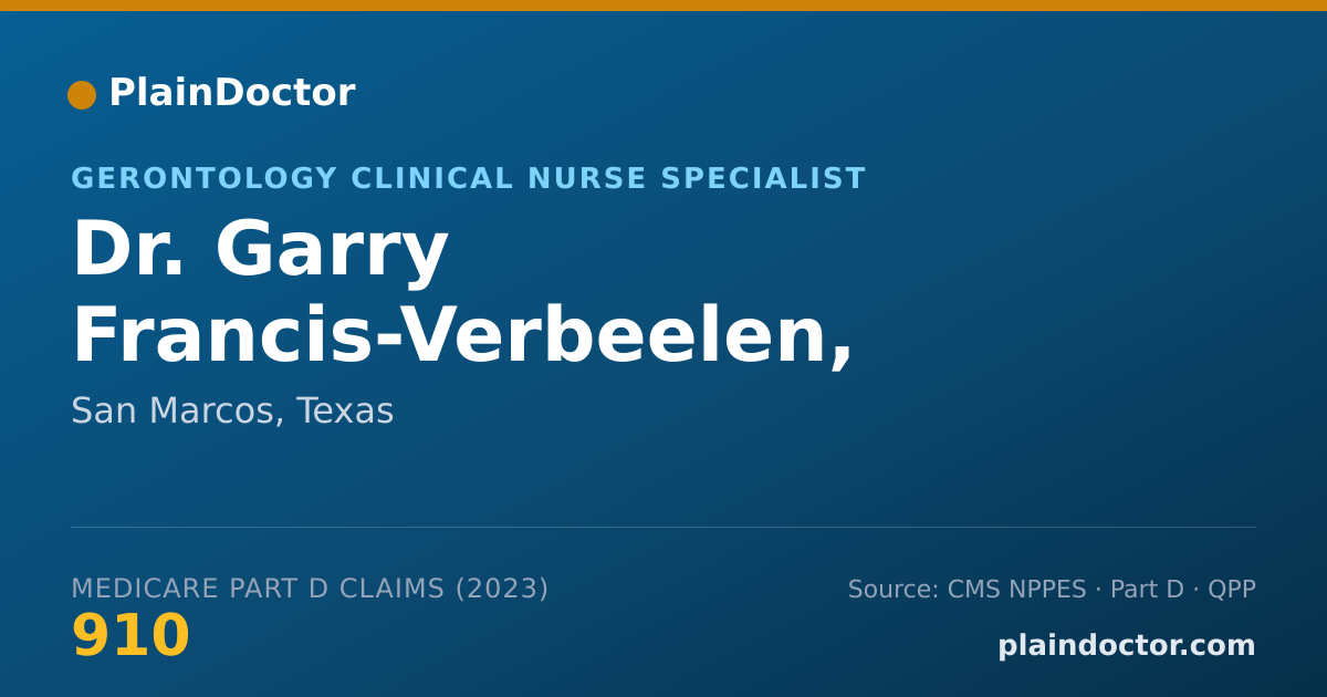 Shareable card for Garry Francis-Verbeelen, AGCNSBC - Gerontology Clinical Nurse Specialist, San Marcos, TX