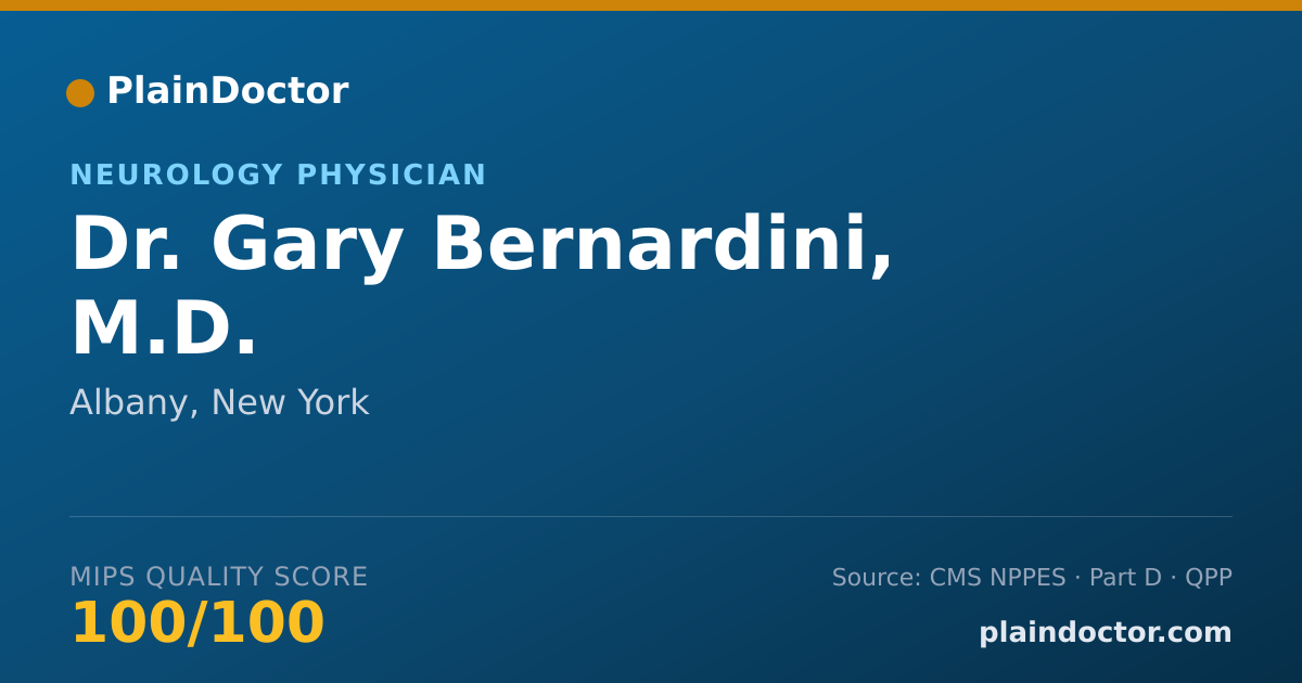 Shareable card for Gary Bernardini, M.D. - Neurology Physician, Albany, NY