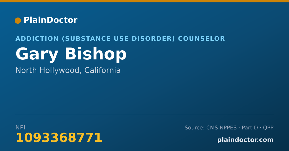 Shareable card for Gary Bishop - Addiction (Substance Use Disorder) Counselor, North Hollywood, CA