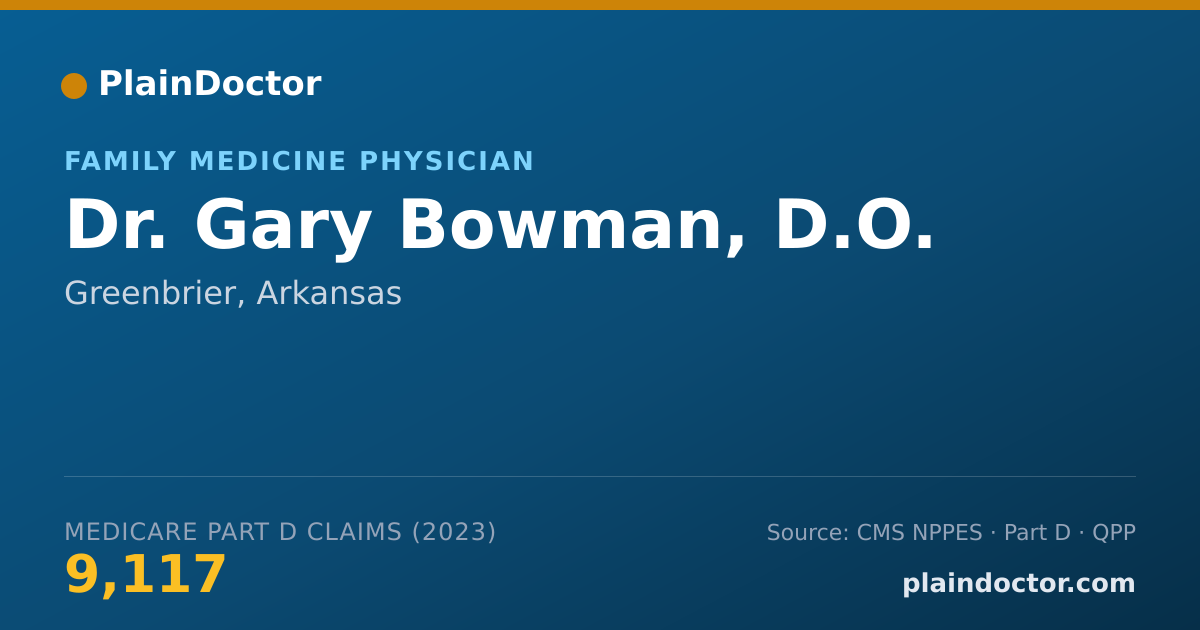 Shareable card for Gary Bowman, D.O. - Family Medicine Physician, Greenbrier, AR